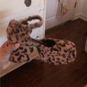 Leopard Print Fuzzy Platform Heels